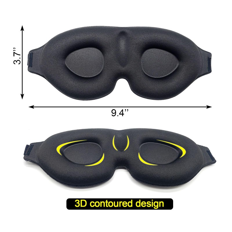Ainkou 2pcs Black 3D Sleep Eye Masks, No Eye Pressure