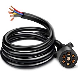 Yinaolan 8FT 7-Way to 7-Pin Trailer Plug Adapter Wiring Harness - 10-14AWG Heavy Duty 7 Blade Trailer Light Connector with Brake/Turn Signal/Tail Lights for RV, Flatbed, Utility, Camper, Truck