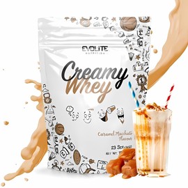Evolite Whey Protein Pulver 700 g - Molke Protein Powder Whey mit Buttermilch - 21 g Protein pro Portion - 23 Portionen - Molkenprotein-Konzentrat - Ideal zum Muskelaufbau und erhalt - Caramel