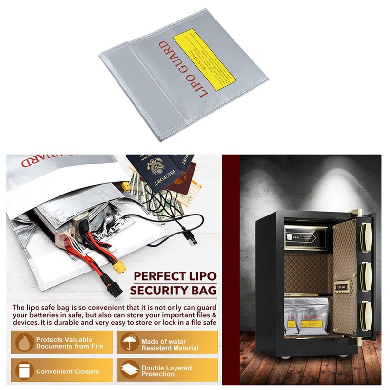 RLECS RC Lipo Safe Bag Fireproof Lipo Guard Silver Lithium