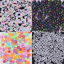 920 Pieces Letter Beads, MyCreator 4 Colour Acrylic Alphabet Letter A-Z Cube Beads and AB Colorful Craft Beads for Jewelry Making, DIY Bracelets, Necklaces, Key Chains and Kids Jewelry (6mm)