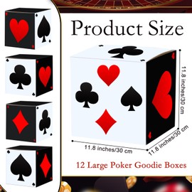 12 PCS Casino Themed Party Decorations 11.8 In Casino Party Favor Boxes Large Dice Poker Goodie Boxes for Las Vegas Game Night Party Decorations Centerpieces