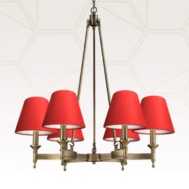 Royal Designs, Inc. CS-1103-6RED-6 Textured Linen Empire Chandelier Shade, 4 x 6 x 5.5, Red, 6-Pack