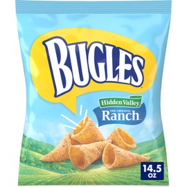 Bugles Crispy Corn Snacks, Hidden Valley Ranch Flavor, Snack Bag, 14.5 oz
