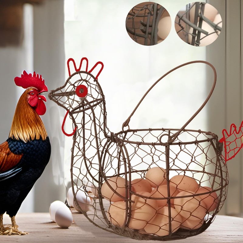 TAIANLE.Chicken Wire Egg Basket for Gathering Fresh Eggs Collecting Basket
