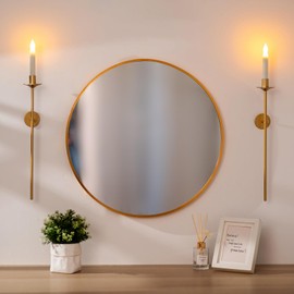 Sziqiqi Wall Candle Holder Gold: Candle Sconces Wall Decor Set of 2 for Dining Room Wall Hanging Candle Sticks Holder for Living Room Fireplace