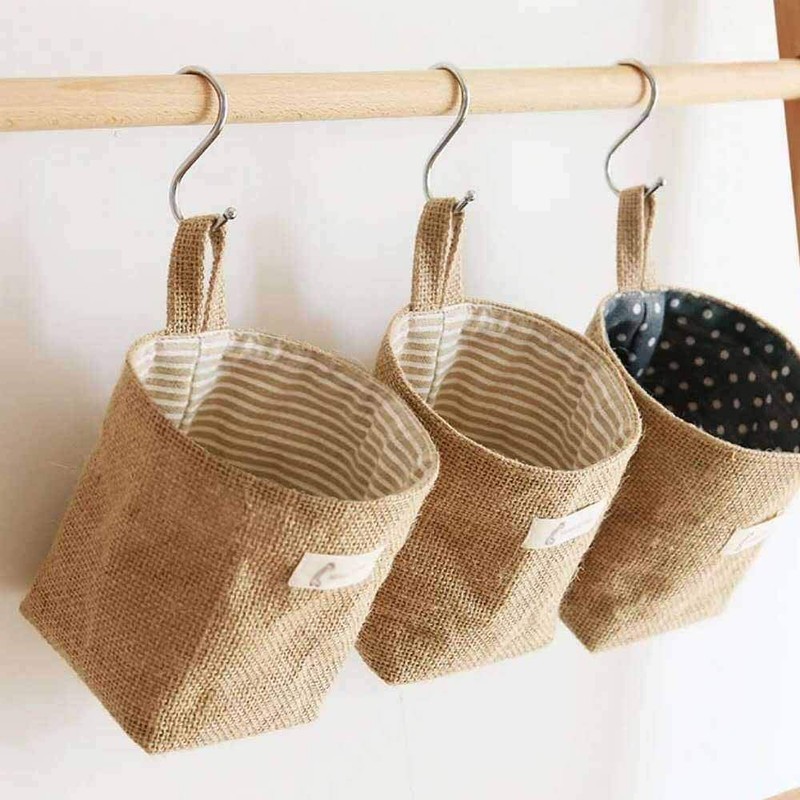 Lifreer Storage Baskets, 6 Pcs Cotton Linen Foldable Small Baskets