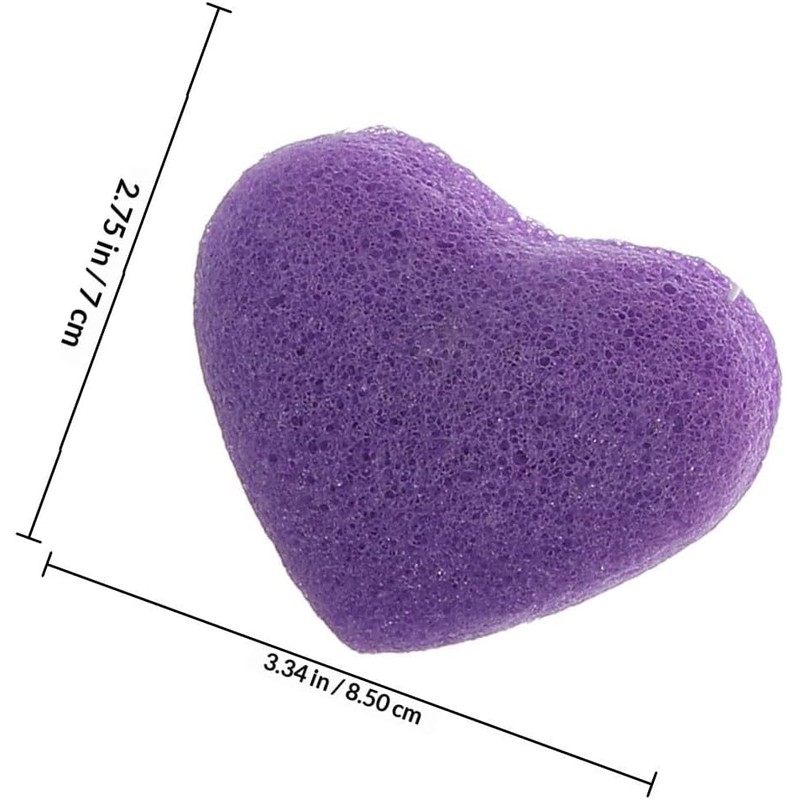 6 Esponjas Faciales Konjac con Diseño Exfoliante, Forma de Corazón,