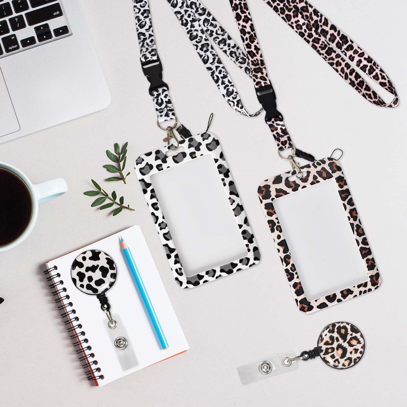 Card Holder ID Vertical, Fashionable Sliding ID Cover, 2 Leopard
