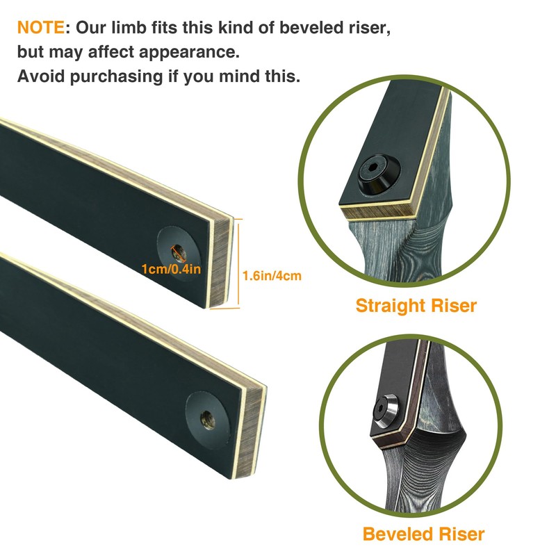 Black Hunter Original Recurve Bow Limbs Replacement, GLURAK 50lb Fiberglass