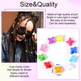 Mabor 50Pcs Hair Beads for Braids, Colored Hair Jewelry for Braid Accessories Loc Jewelry Clips Plastic Dreadlock Braid Charms Decoration for Women Girls Kids