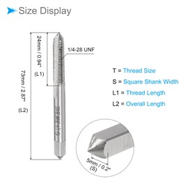 CoCud Threading Tap 1/4-28 UNF Thread 2B High Speed Steel Machine 3 Straight Flutes for Threading Tool Tap Drilling Machine 2 Pack