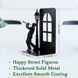 Weibefee Book Ends for Shelves Decorative,Metal Book End Nonskid Book Holder Book Stopper Home Decor for Movies/CD/Video Games (Set of 2)