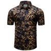 fohemr Outfit Men's Baroque 2-Piece Golden Chain Pattern Shirt Shorts