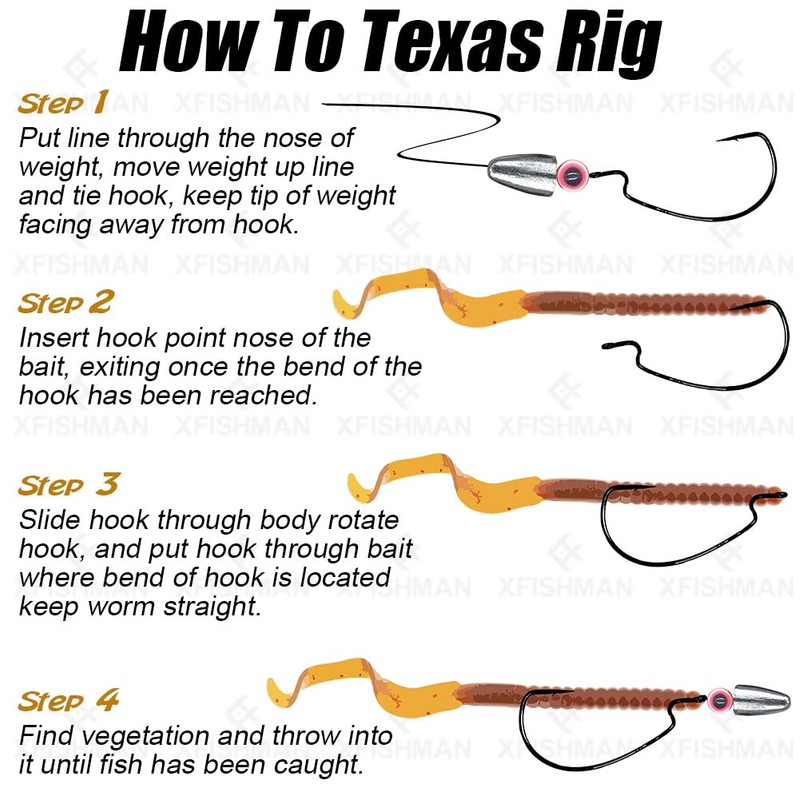 Texas-Rigs-for-Bass-Fishing-Leaders-with-Weights-Hooks-Rigged-Line-Kit (5/0 Hooks-3/8 oz Weight-5pcs)