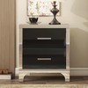 Elegant High Gloss Nightstand with Metal Handle,Mirrored Bedside Table with