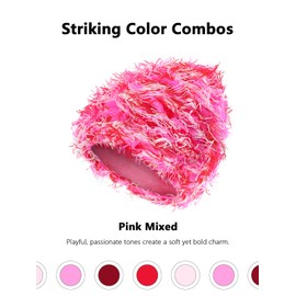 ROXUN Distressed Beanie, Fuzzy Shiesty Yeat Warm One Size for Men Women Winter Fashion Knit Cap Pink Mixed