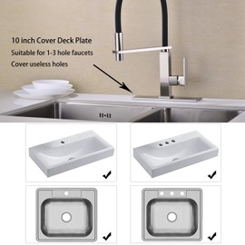 TOCALOCA 10-Inch Square Sink Plate, Kitchen Sink Hole Cover Deck Plate Escutcheon Stainless Steel, Bathroom Vessel Faucet Sink Hole Cover Brushed Nickel