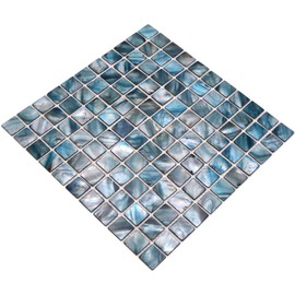 Mosaic Tile Blue Grey Mix Scallop Base 1 Sheet