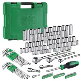 SK Mechanics Tool Set, 1/4" & 3/8" & 1/2" Drive Socket with 216-P Ratchet, 149-Piece, SAE & Metric, SuperKrome Finish, with Storage Suitcase