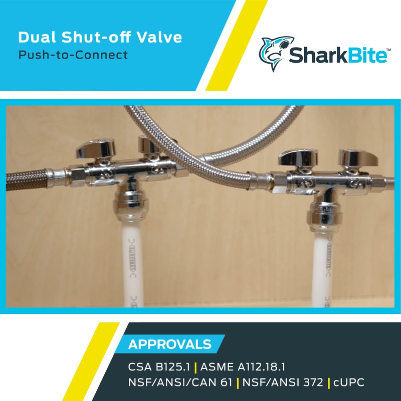 SharkBite Dual Shut Off Quarter-Turn Brass Ball Valve, 1/2 Inch