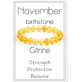 Birthstone Crystal Beads Bracelets Healing Crystal 12 Zodiac Stretch Bracelet for Women Natural Stone Chakra Anxiety Relief Yoga Beaded Bracelets for Birthday Gifts Horoscope Jewelry-November