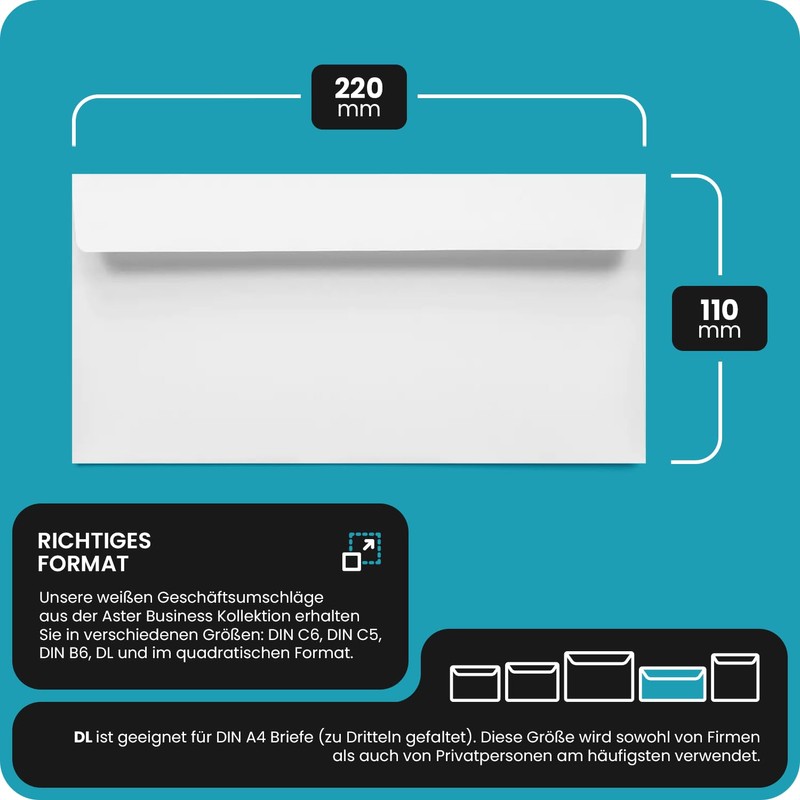 Netuno 100 White Envelopes DIN Long 110 x 220 mm