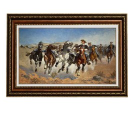 ELITEART-Dismounted the Fourth Troopers Moving Led Horses,by Frederic Remington Oil Painting Reproduction Giclee Wall Art Canvas Prints-Framed Size:30"x22"