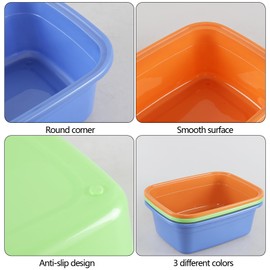 Farmoon Rectangular Dish Washing Pans, 18 Quart Plastic Wash Basins, 3 Pack (Green, Blue, Orange)