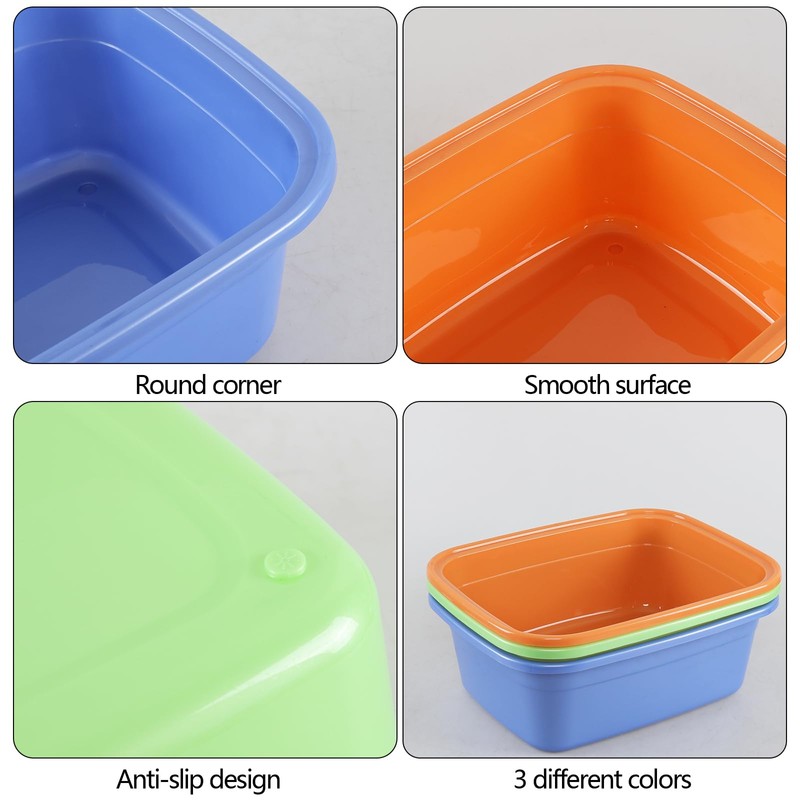 Farmoon Rectangular Dish Washing Pans, 18 Quart Plastic Wash Basins,