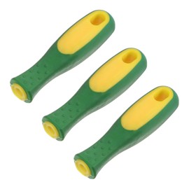 M METERXITY 3-Pack Rubber File Handle, 4.45 Inch Ergonomics Medium Handles with Strong Metal Rings 0.3" Round Hole File Handles for 14"-16" File/Screwdriver [Yellow Green]