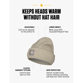 Carhartt Women's Knit Satin-Lined Beanie, Oat Milk, One Size
