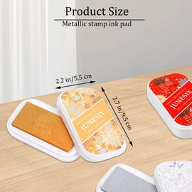 Wumuzai Metallic Ink Pads for Stamps, Washable Stamp Pad, Large Ink Pads for Rubber Stamps, Pigment Fingerprint Ink Pad Stamping DIY Color for Scrapbook, Crafting, Card Making, Bronze