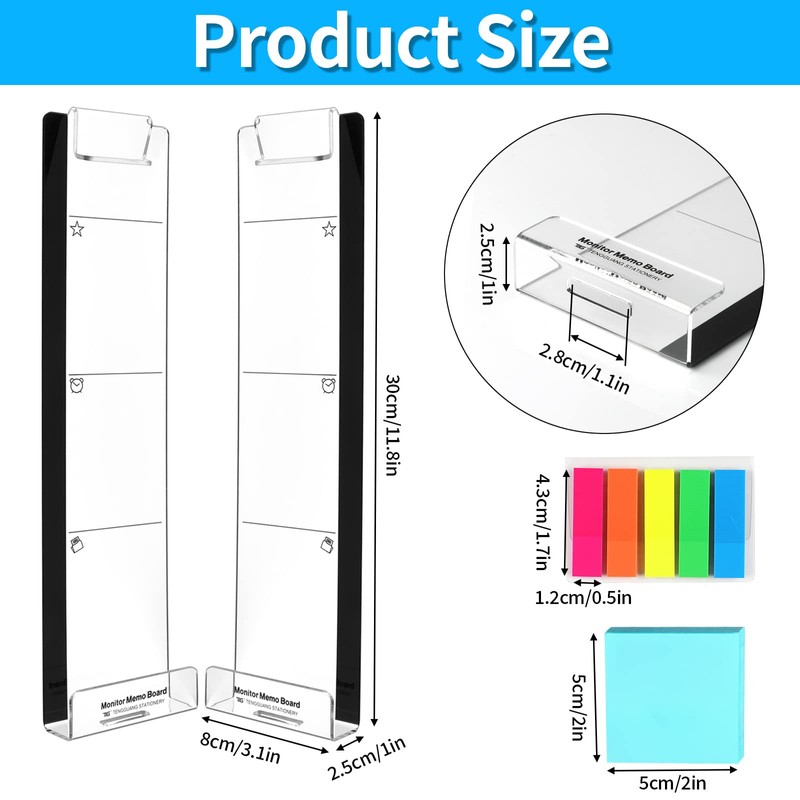 Monitor Memo Board, 2PCS Multifunction Sticky Note Holder for Computer