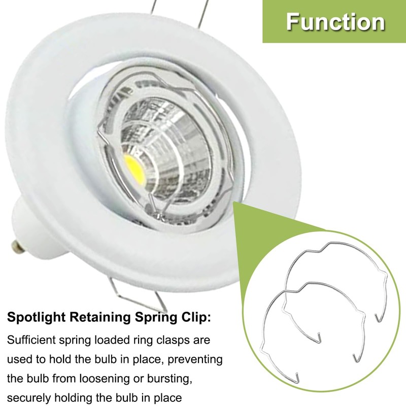 DKARDU 30pcs Lamp Retaining Spring Clip Ring GU10 MR16 Spotlight