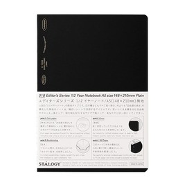 Nitoms S4143 STALOGY Notebook, 1/2 Ear, A5, Plain, Black