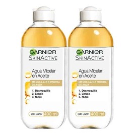 Pack 2 Garnier Agua Micelar en Aceite 400 ml | Desmaquillante Todo en 1 para Rostro, Ojos y Labios
