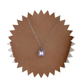 Inilbran Boho Amethyst Crystal Choker Necklace Silver Amethyst Square Necklace Choker Vintage Crystal Gemstone Pendant Necklace Geometric Square Amethyst Necklace Chain Jewellery, Zinc