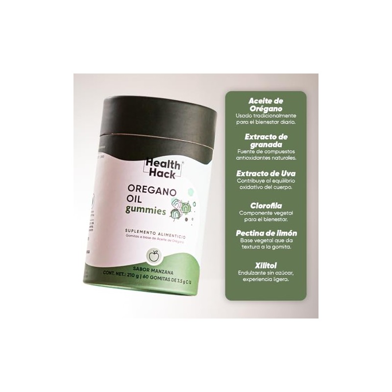 Aceite de Orégano 80% Carvacrol 60 Gomitas Adultos Sin Azúcar