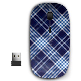 2.4G Ergonomic Portable USB Wireless Mouse for PC, Laptop, Computer, Notebook with Nano Receiver ( Plaid Check Dark Navy )