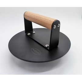 JNXHON Kitchen Tools Smashed Burger Press 3 lbs Heavy-Duty Smash Bacon Press Equipped with Heat-Resistant Wooden Handle (8INCH)