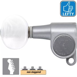 Hipshot NEW Hipshot Classic Mini Tuners LEFTY 6 in line NON-Staggered OVAL Pearl - SATIN