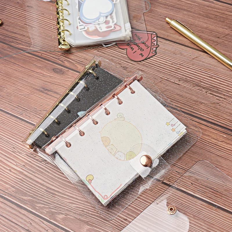 A7 Soft PVC Binder Cover Clear Rose Gold Refillable Budget