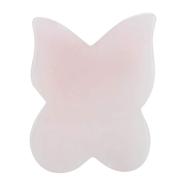 Crystal Healing Massage Stone Scrap Plate Natural Rose Quartz in Pink, Foaming Stone Butterfly Shaped Face Scratching Jade