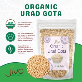 Jiva Organic Urad Gota 2 LB Bag (Whole Urid White) - Vegan, Non GMO