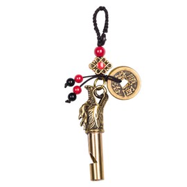 KOMBIUDA Elegant Keychain Pendant Whistle Brass Outdoor Survival Tool Dragon Head Design