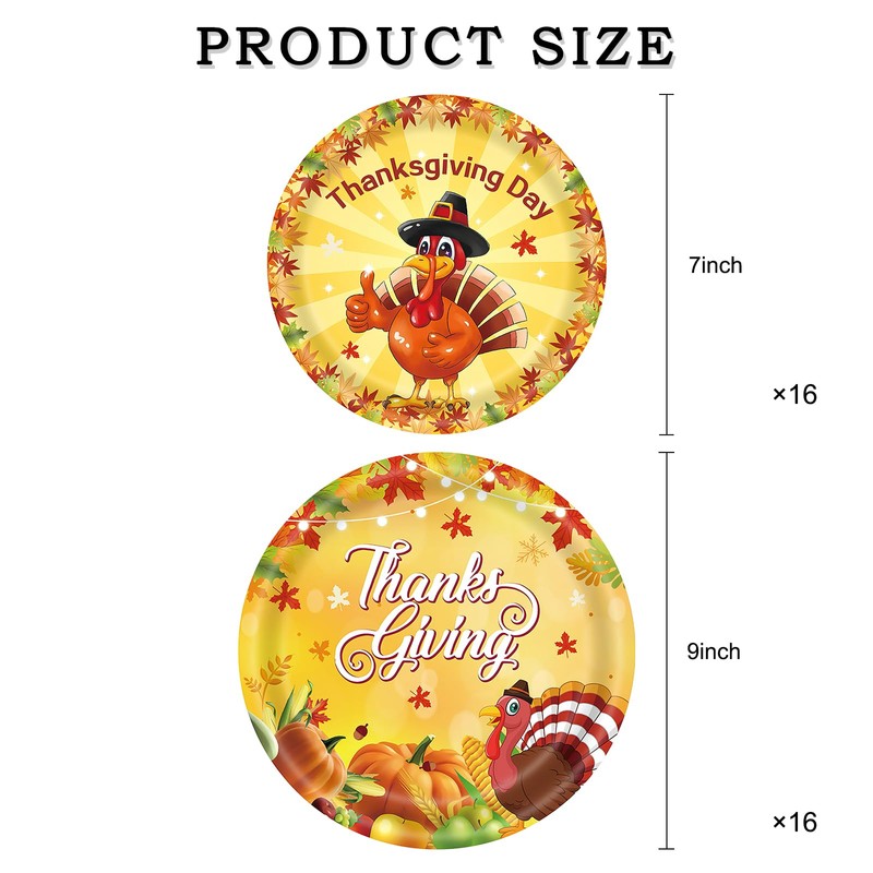 32 Pcs Fall Thanksgiving Party Paper Plates Pumpkin Maple Leaf