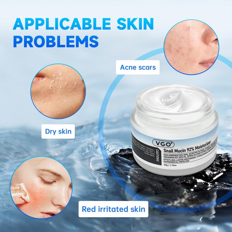 VGO Snail Mucin 92% Moisturizer Face Women Cream for Dry