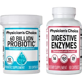 Physician's CHOICE Advanced Gut Health Bundle: 60 Billion Probiotics 30ct + Digestive Enzymes 60ct for Digestive, Gut, and Immune Health Supports Occasional Constipation, Diarrhea, Gas, and Bloating