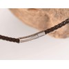 Fly Style Brown Braided Faux Leather Necklace with Stainless Steel